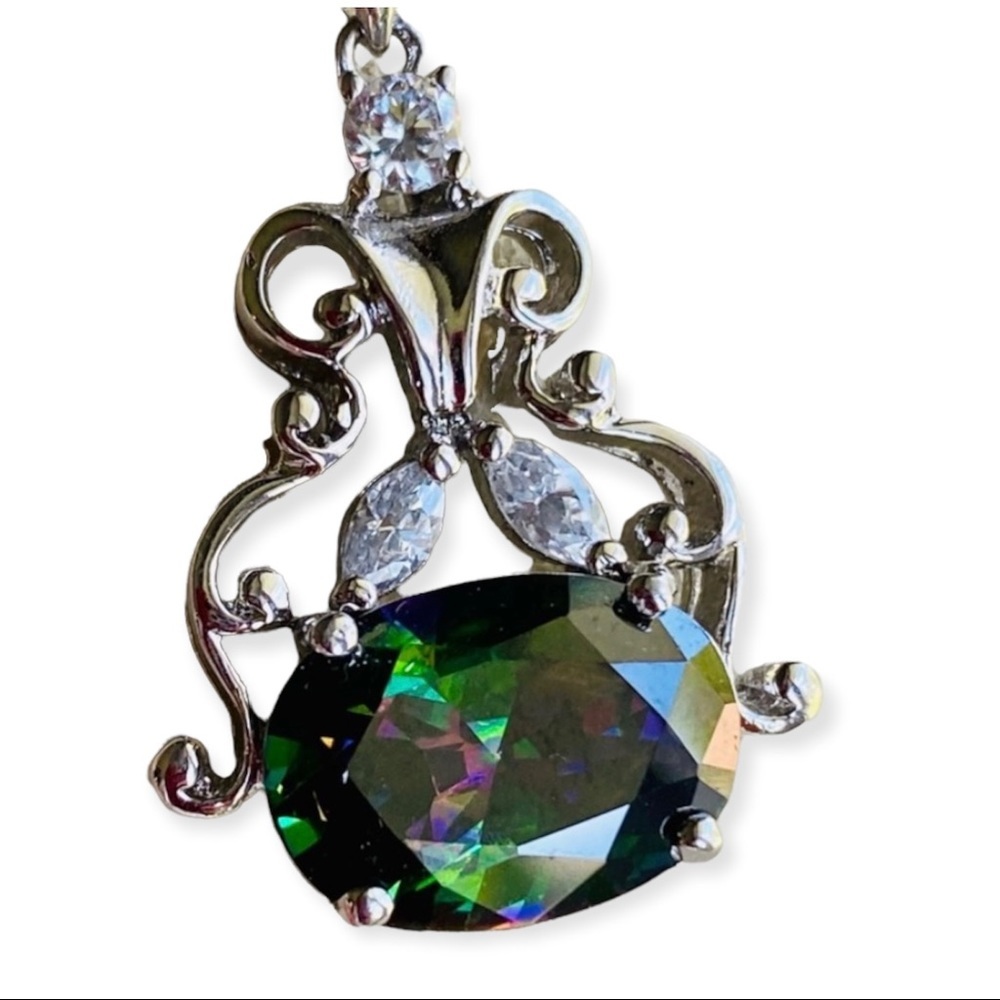 Mystic Topaz Oval Crystal Pendant